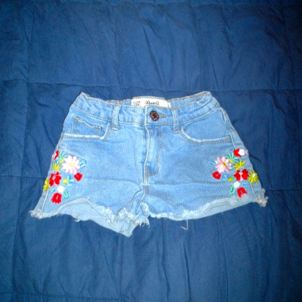 Denim Company Floral Jean Shorts Size 4-5
